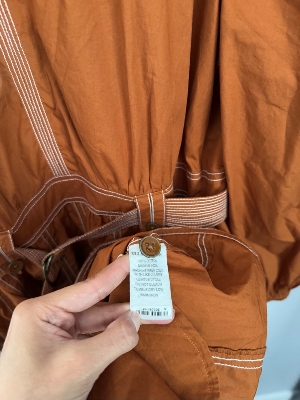 Ulla Johnson 8 Corliss Mini Dress Sumac Fall Autumn Puffy Sleeve Belted Orange - Picture 4 of 11